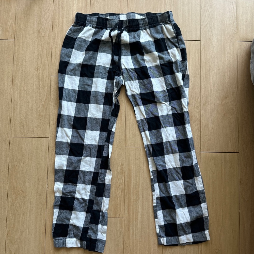 Old Navy Women's Black White Plaid Flannel Drawstring Pajama Pants M